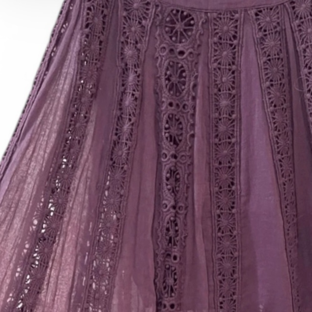 Free People Elegant Eggplant Purple Lace Maxi Skirt RARE - Picture 3 of 11